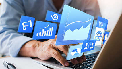 Business analytics digital interface charts