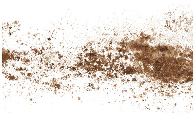 Grimy brown dirt texture overlay featuring rough eroded marks on transparent background, distressed surface, grunge layer effect, gritty weathered texture, old worn overlay