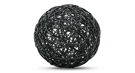 Abstract black sphere against white background isolated concept