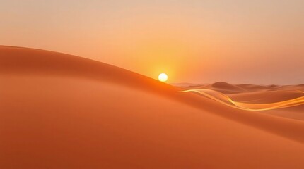 Desert Sunset Over Sand Dunes