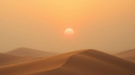 Desert Sunset Over Sand Dunes