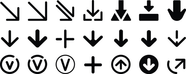 Directional Arrow Icons Set. Navigation and Movement Symbols. Pro Vector