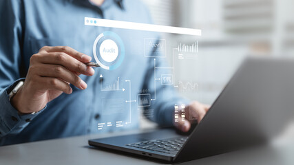 Accountant audit financial business. Accounting finance report statement. Business budget auditing. Internal cost auditing. Finance concept.