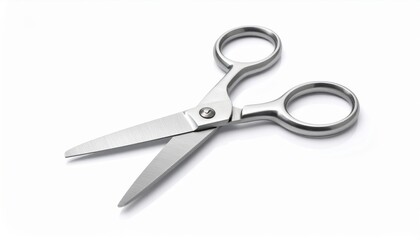 Sharply Designed Metal Scissors Resting on a Bright White Background Highlighting Their Elegant Form