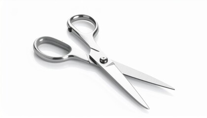 Obraz premium A Pair of Sharp Stainless Steel Scissors Resting on a Clean Bright White Background for Crafting and Cutting