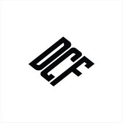 Modern abstract DCF logo design featuring geometric lines for innovative data analysis and digital transformation branding