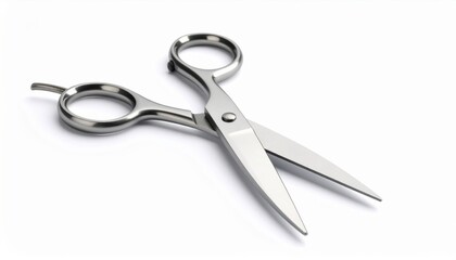 Obraz premium Elegant Pair of Scissors on Bright White Background Showcasing Craftsmanship and Design Details