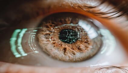 Close-up of an eye with futuristic overlay