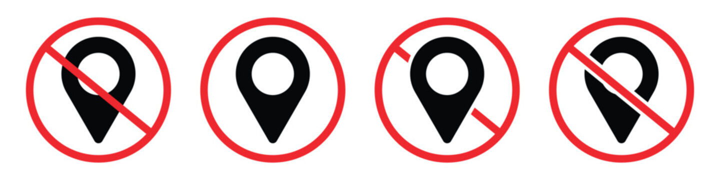 No Location and GPS Denied Icons &ndash; Prohibited Navigation, Warning, and Restriction Vector Symbol Set