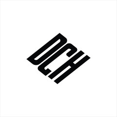 Modern abstract DCH logo design featuring geometric lines for innovative data analysis and digital transformation branding
