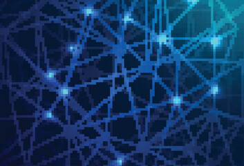 "Abstract blue neural network background. Digital technology connection, futuristic internet lines, big data analysis,