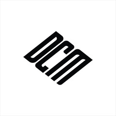Modern abstract DCM logo design featuring geometric lines for innovative data analysis and digital transformation branding