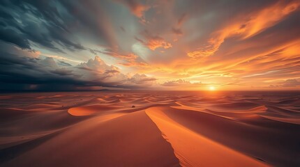 Desert Sunset Over Sand Dunes