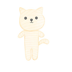 Cute mummy cat cartoon illustration for Halloween