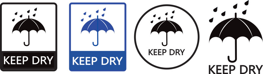 Keep dry symbols icons set, Keep dry shipping vector illustration, rain sign symbol, umbrella with rain in various styles vector element,