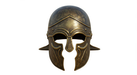 Ancient bronze helmet isolated on white background for historical concepts