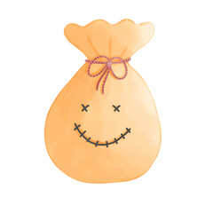 Cute Halloween Treat Bag with Stitched Face | Kawaii Spooky Illustration