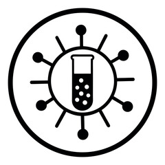 Minimalist flat design science icon with scientific symbols and elements in a clean modern style