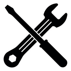 Minimalist flat design illustration of a single wrench perfect for repair or construction themes