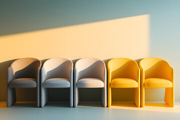 Modern Waiting Area Chairs in Vibrant Colors. AI Generated 
