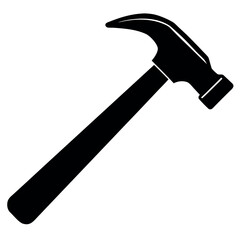 Minimalist line art illustration of a claw hammer simple tool graphic