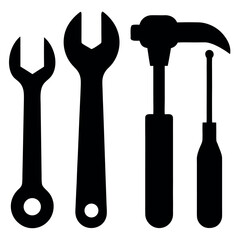 set of tools silhouettes