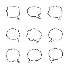 Collection of various simple, hand-drawn speech bubbles.