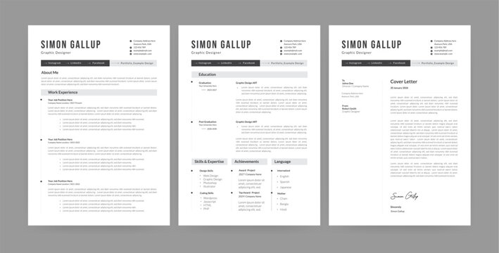  Minimal resume and cover letter design template, professional cv design