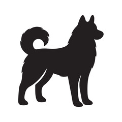 angry black dog silhouette on white