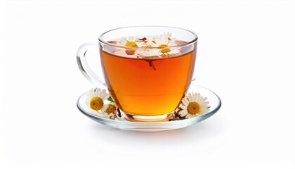 Inviting Cup of Fragrant Tea with Leaves and Steam Rising in a Cozy Atmosphere for Relaxation and Calm