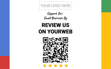 QR Code Review Card Template &ndash; Support Small Business &ndash; Editable Design