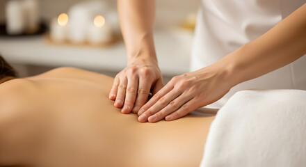 Relaxing Back Massage Therapy Wellness Spa Treatment Body Care Health Beauty Wellbeing SelfCare Pampering StressRelief Tranquility Serenity Professional Massage Therapist Hands Touching Skin