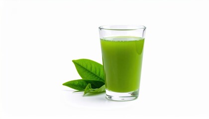 Refreshing Green Juice in Glass Surrounded by Fresh Leaf Symbolizing Health and Vitality Lifestyle Choice