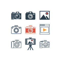 Collection of minimalist camera and media icons.