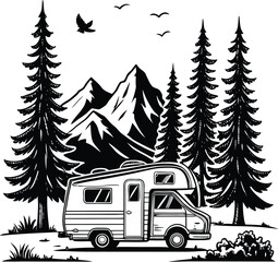 Obraz premium Camping Svg Design, SVG Bundle, Camping Clipart, Camping Vector Graphics, Mountain Design, Camping Cut Files