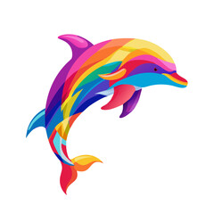 Colorful Dolphin Vector Art – Rainbow Marine Animal Illustration – Vibrant Sea Life Design for Kids, Decor, Stickers, T-Shirts, and Digital Art

