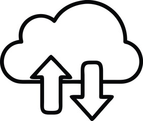 Cloud Computing Data Sync Line Icon. Upload and Download for Online Storage and Hosting Vector.