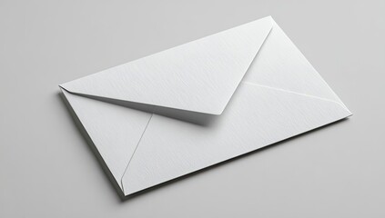 Blank white envelope, angled, on a neutral background