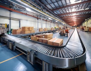 automated belts swiftly sorting parcels in busy center