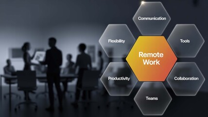 Remote work benefits highlighted with business team in background, perfect for articles on modern workplace strategies and company culture