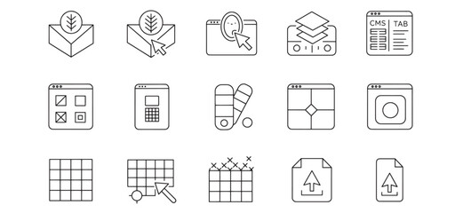 Collection of minimalist iconographic elements for websites and digital applications.