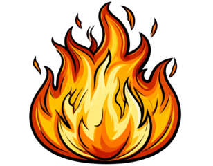 Cartoon-Style Fireball with Bold Outlines and Motion Streaks, Side View, Transparent PNG
