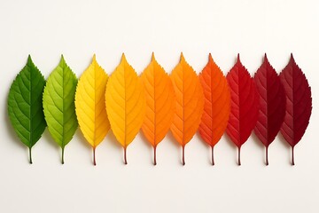 Autumn leaves display a spectrum of fall colors