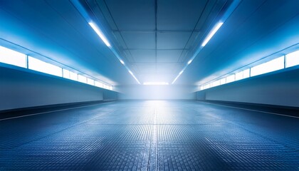 ambient light transforming a space into a realistic scene with frontal perspective and cool colors