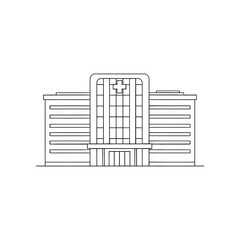 Vector icon of line art hospital building