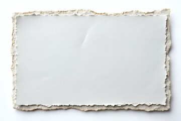 Fototapeta premium Blank textured handmade paper with torn deckled edges isolated on white background for creative projects