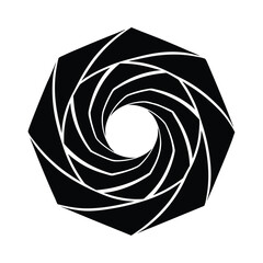 Twisted octagon spiral aperture silhouette.