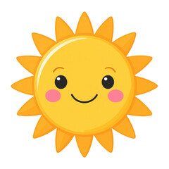 Fototapeta premium Cute sun with smiley face, perfect for stickers, kids projects, or summer-themed design elements