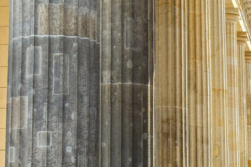 Repaired shrapnel scars are prominently featured on Berlin Brandenburg Gate