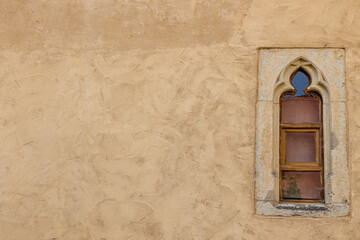 Still life shows lone window in medieval building